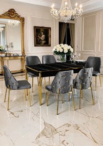 Stewehome Σετ Τραπεζαρίας 6 Ατόμων Kelebek MDF Μαύρο 132x80x75 cm