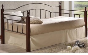 VINCENT Daybed Κρεβάτι Μονό Μέταλλο Βαφή Μαύρο, Ξύλο Καρυδί 98x201x99cm για Στρώμα 90x190 Ε8072