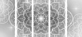 Εικόνα 5 τμημάτων ανατολίτικο Mandala σε ασπρόμαυρο