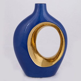 Βάζο Κεραμικό 752-20181 22,2x8,5x30cm Blue-Gold Estheti Home Ceramic