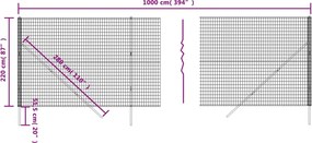 vidaXL Συρματόπλεγμα Περίφραξης Ανθρακί 2,2x10 μ. Γαλβανισμένο Ατσάλι