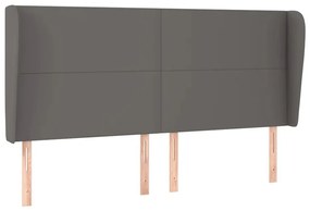 Κεφαλάρι με Πτερύγια Γκρι 163x23x118/128 εκ.Συνθετικό Δέρμα - Γκρι