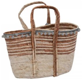 ΨΑΘΙΝΟ ΚΑΣΠΩ Fylliana ”Bag” ΜΠΕΖ-ΛΕΥΚΟ ΧΡΩΜΑ 44x28x18εκ 373-123-831