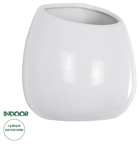 GloboStar® Artificial Garden GRENADA 20537 Διακοσμητικό Κεραμική Γλάστρα Λευκή Φ12 x Υ13