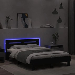 Πλαίσιο Κρεβατιού με Κεφαλάρι και LED Μαύρο 120 x 200 εκ. - Μαύρο