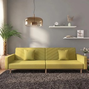 Καναπές Κρεβάτι Διθέσιος Πράσινος Υφασμάτινος με Δύο Μαξιλάρια - Πράσινο