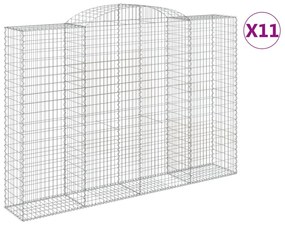 vidaXL Συρματοκιβώτια Τοξωτά 11 τεμ. 300x50x200/220 εκ. Γαλβαν. Ατσάλι