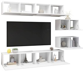vidaXL Έπιπλα Τηλεόρασης Σετ 6 Τεμαχίων Λευκό από Επεξ. Ξύλο