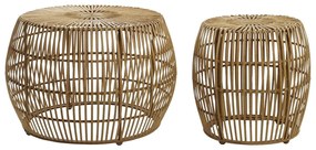 Σετ με 2 τραπέζια DKD Home Decor Ανοιχτό καφέ Bamboo 70 x 70 x 50 cm