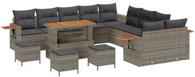 vidaXL Σετ Καναπέ Κήπου με μαξιλάρι 14 pcs Γκρι 110 x 55 x 71 εκ