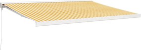 vidaXL Τέντα Πτυσσόμενη Κίτρινη / Λευκή 4 x 3 μ. Ύφασμα και Αλουμίνιο