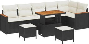 vidaXL Σετ Καναπέ Κήπου 9 pcs Μαύρο συνθετικό ρατάν
