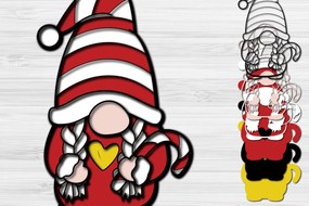 Σετ των 3 Intra απο ξύλο plywood 3mm-4mm πάχος Χριστουγεννιάτικο Gnome Χαρτί Κοπή Δίασταση 1200x1200 cm INTRAFABR-51541888