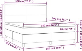 vidaXL Κρεβάτι Boxspring με Στρώμα Taupe 180x200 εκ. Υφασμάτινο