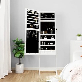 vidaXL Έπιπλο Κοσμημάτων με Καθρέφτη &amp; LED Φώτα Επιδαπέδιο Λευκό