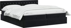vidaXL Κρεβάτι Ottoman με στρώμα με κεφαλάρι 2 pcs Μαύρο Βελούδο