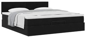 vidaXL Οθωμανικό κρεβάτι με στρώμα Μαύρο 160x200cm Velvet