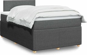 vidaXL Κρεβάτι Boxspring με Στρώμα Σκούρο Γκρι 120x190 εκ Υφασμάτινο