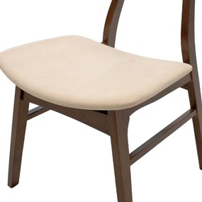 Καρέκλα Orlean pakoworld μπεζ ύφασμα-rubberwood καρυδί πόδι | Συσκευασία 2 τμχ
