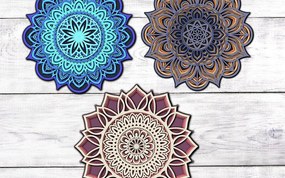 Σετ των 2 Intra απο ξύλο plywood 3mm-4mm πάχος 3D Layered Mandala Δίασταση 30x30 cm INTRAFABR-77074257