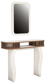 Κονσόλα Με Καθρέπτη Damla 845HCT4001 105x30x85/51x76,5cm White-Walnut Μοριοσανίδα, Μελαμίνη