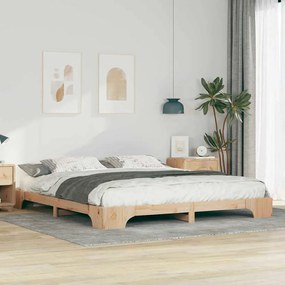 vidaXL Κρεβάτι δαπέδου Καφέ 180 x 210 cm Μασίφ ξύλο πεύκου