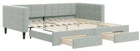 vidaXL Καναπές Κρεβάτι Συρόμενος Αν. Γκρι 100x200εκ Βελούδο &amp; Συρτάρια