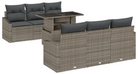 vidaXL Σετ Σαλονιού 7 Τεμαχίων  με Μαξιλάρια Γκρι Πολυ Ρατάν