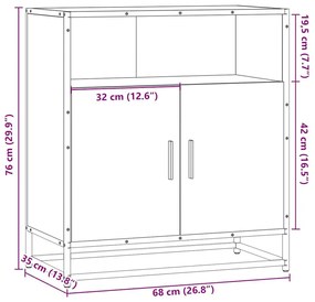 Συρταριέρα καφέ δρυς 68x35x76 cm Κατασκευασμένο ξύλο - Καφέ