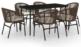 vidaXL Σετ Τραπεζαρίας Κήπου 7 Τεμαχίων Καφέ