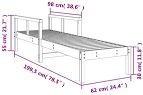 Ξαπλώστρα 199,5 x 62 x 55 εκ. από Μασίφ Ξύλο Πεύκου - Καφέ