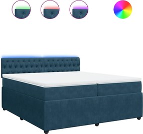 vidaXL Κρεβάτι Boxspring με Στρώμα Μπλε 200x200 εκ. Βελούδινο