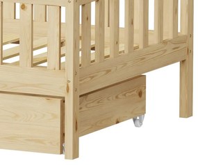 Κρεβάτι παιδικό Piccolo τύπου Montessori με 2 συρτάρια ξύλο πεύκου φυσικό 90x190 εκ. 90x190x160.5 εκ.