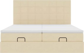 VidaXL Οθωμανικό Κρεβάτι με Στρώματα Κρέμα 160x200cm Ύφασμα