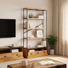 vidaXL Ράφια βιβλίων 5 επιπέδων Φυσικό 100 x 30 x 180 εκ