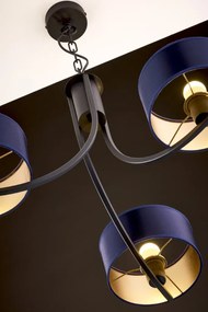 Κρεμαστό Πολύφωτο Arthur Φ65cm Μαύρο με Μπλε Ύφασμα