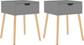 vidaXL Κομοδίνα 2 τεμ. Γκρι 40 x 40 x 56 εκ. από Επεξεργ. Ξύλο