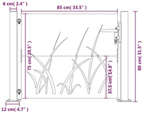 Πύλη Κήπου με Σχέδιο Γρασίδι 105 x 80 εκ. από Ατσάλι Corten - Καφέ