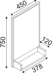Καθρέπτης μπάνιου Costa Μegapap χρώμα μαύρο 45x12x75εκ.