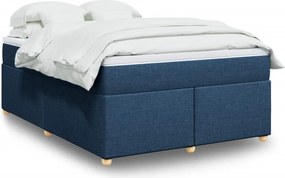 vidaXL Κρεβάτι Boxspring με Στρώμα Μπλε 160x200 εκ. Υφασμάτινο