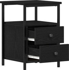 vidaXL Κομοδίνο Μαύρο Δρυς 34x35,5x50 εκ. από Τεχνητό Ξύλο
