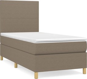 vidaXL Κρεβάτι Boxspring με Στρώμα Taupe 90x190 εκ.Υφασμάτινο