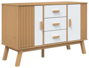 vidaXL Μπουφές OLDEN Λευκό &amp; Καφέ 114x43x73,5 εκ. Μασίφ Ξύλο Πεύκου