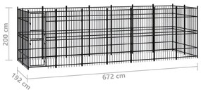 Κλουβί Σκύλου Εξωτερικού Χώρου 12,9 μ² από Ατσάλι - Μαύρο