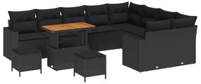 Σετ Καναπέ Κήπου 12 pcs Μαύρο συνθετικό ρατάν