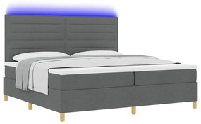 vidaXL Κρεβάτι Box Spring με Στρώμα & LED Γκρι Σκοτεινό 200x200 εκ Υφασμάτινο