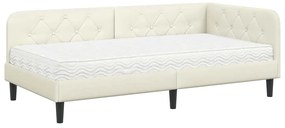 vidaXL Κρεβάτι Γωνίας με στρώμα με κεφαλάρι Κρεμ 100 x 200 cm Βελούδο