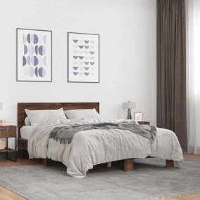 vidaXL Πλαίσιο Κρεβατιού Καφέ Δρυς 120x200 εκ. Επεξ. Ξύλο &amp; Μέταλλο