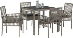 vidaXL Σέτ φαγητού για κήπο 5 pcs Γκρι συνθετικό ρατάν