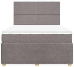vidaXL Κρεβάτι Boxspring με Στρώμα Taupe 160x200 εκ. Υφασμάτινο